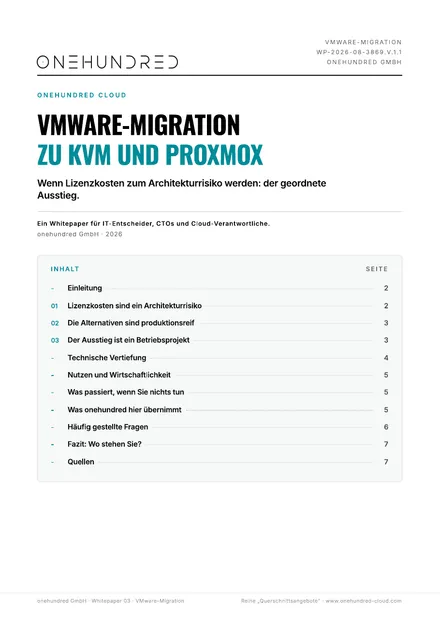 Titelseite des Whitepapers VMware-Migration zu KVM und Proxmox